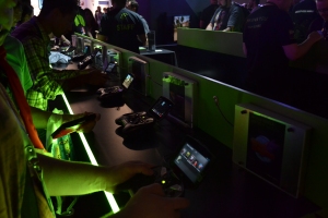 Gamers trying out the Nvidia Shield